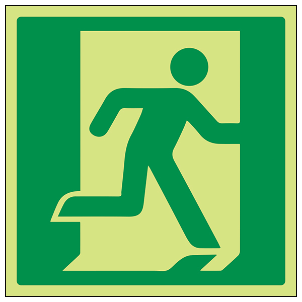 GITD Running Man Right Symbol Glow Safety Sign For Offices