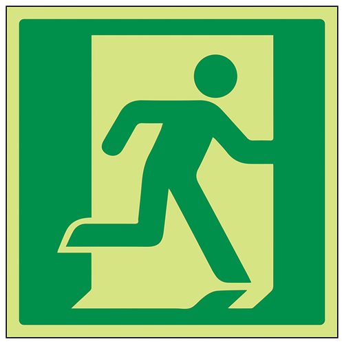 GITD Running Man Right Symbol Glow Safety Sign For Offices