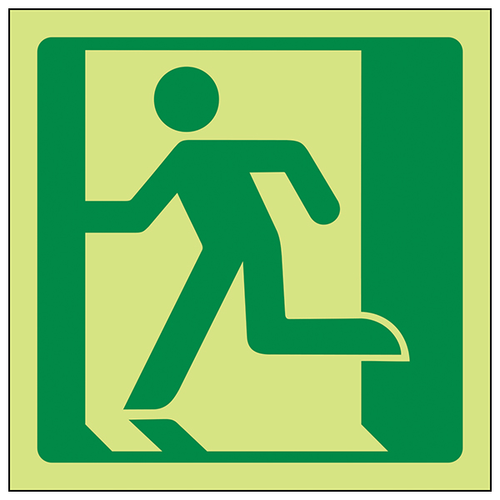 Photoluminescent Running Man Left Safety Sign GITD Pro