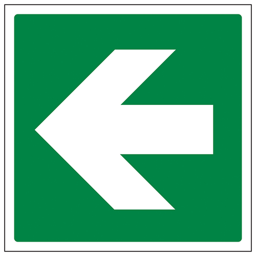 Green Straight Arrow Escape Route Safety Sign For Offices