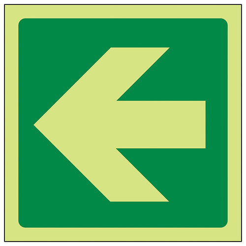 Photoluminescent Safety Sign Green Arrow For Buildings