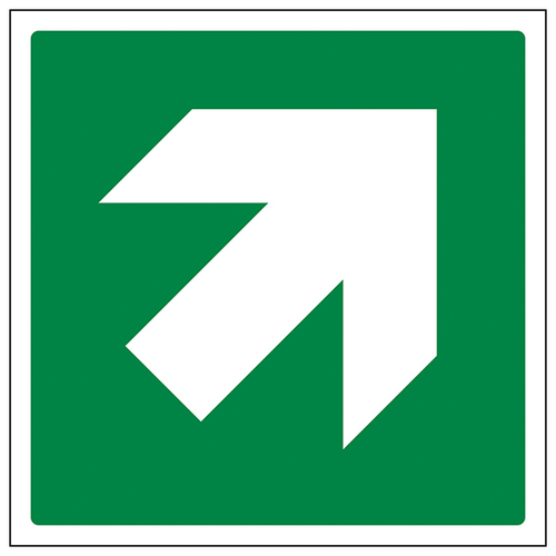 Green Diagonal Arrow Safety Sign For Workplace Escape Route