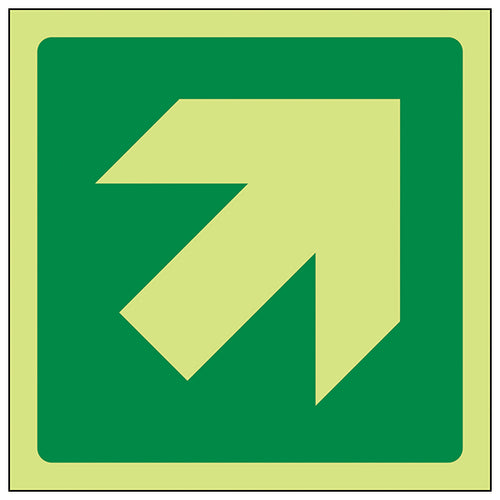 GITD Glow Green Diagonal Arrow Safety Sign For Buildings