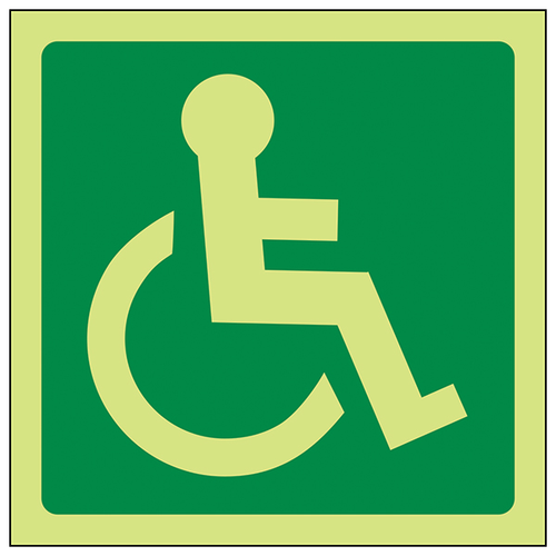 GITD Wheelchair Symbol Safety Sign Glow For Buildings
