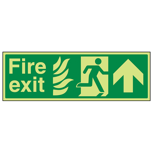 GITD Glow Fire Exit Arrow Up Safety Sign For Offices