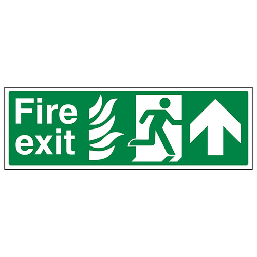 NHS Fire Exit Arrow Up Safety Sign Hospital Compliant