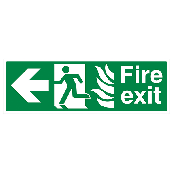 NHS Fire Exit Arrow Left Safety Sign For Hospitals Wards