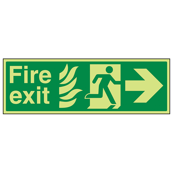 Photoluminescent Fire Exit Safety Sign GITD NHS For Building