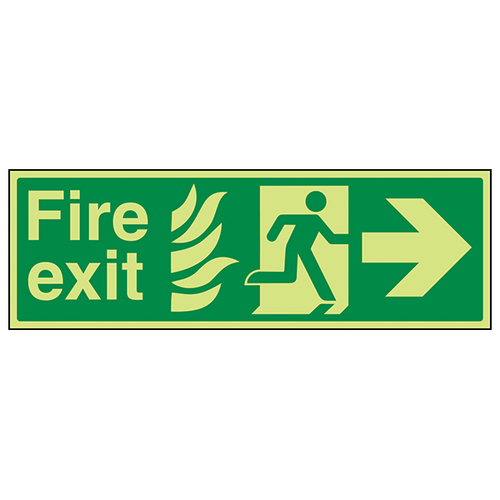 Photoluminescent Fire Exit Safety Sign GITD NHS For Building