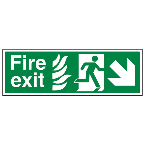 NHS Fire Exit Arrow Down Right Safety Sign Hospital Use
