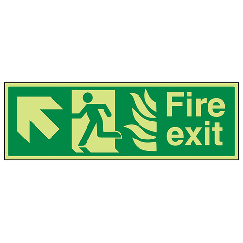 GITD Fire Exit Safety Sign Photoluminescent NHS For Premises