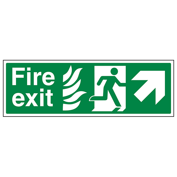 NHS Fire Exit Arrow Up Right Safety Sign For Hospitals