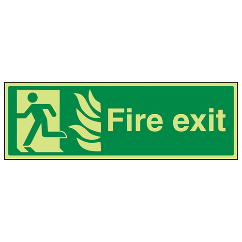 GITD Photoluminescent Fire Exit Man Left Safety Sign Office
