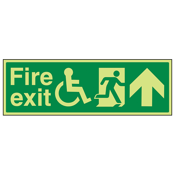 Photoluminescent Wheelchair Fire Exit Safety Sign Office