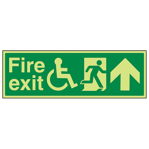 Photoluminescent Wheelchair Fire Exit Safety Sign Office