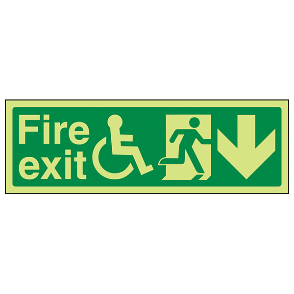 GITD Wheelchair Fire Exit Safety Sign Accessibility Aid