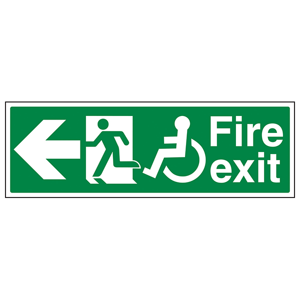 Wheelchair Fire Exit Safety Sign Left Arrow Hospital