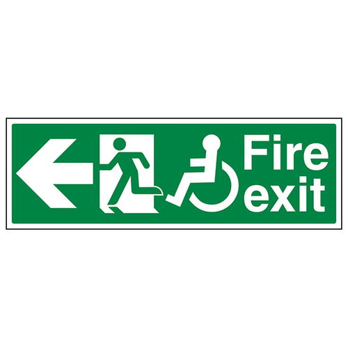 Wheelchair Fire Exit Safety Sign Left Arrow Hospital