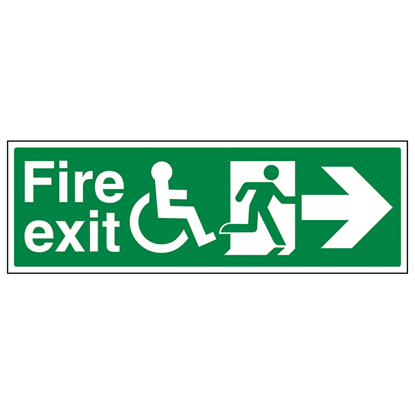 Wheelchair Fire Exit Arrow Right Safety Sign For Hospitals