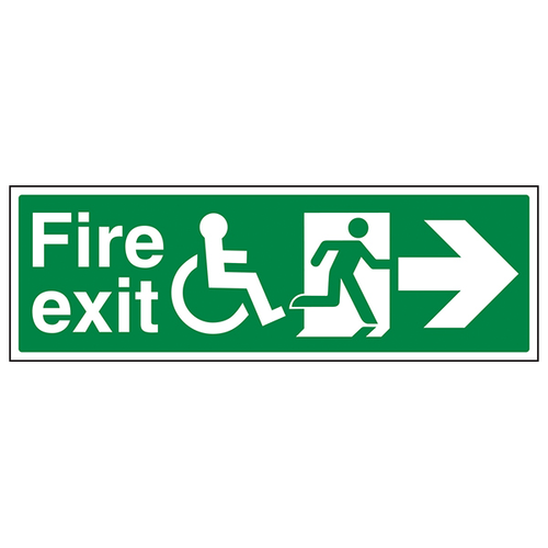 Wheelchair Fire Exit Arrow Right Safety Sign For Hospitals