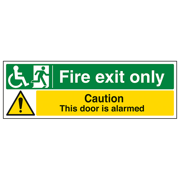 Wheelchair Fire Exit Only Door Alarmed Safety Sign Nursing