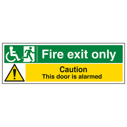 Wheelchair Fire Exit Only Door Alarmed Safety Sign Nursing