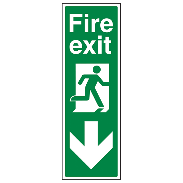 Fire Exit Arrow Down Safety Sign For Buildings Quick Evac