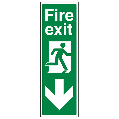 Fire Exit Arrow Down Safety Sign For Buildings Quick Evac