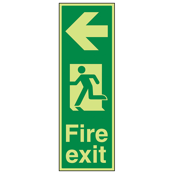 GITD Glow Fire Exit Arrow Left Safety Sign For Offices
