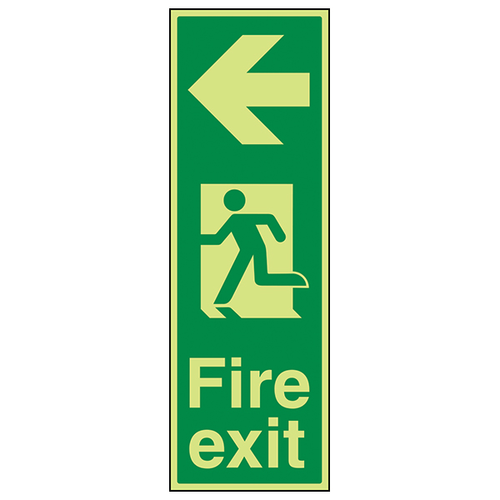 GITD Glow Fire Exit Arrow Left Safety Sign For Offices