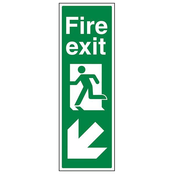 Fire Exit Arrow Down Left Safety Sign Durable For Buildings