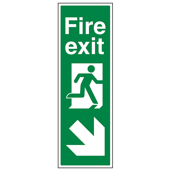 Fire Exit Arrow Down Right Safety Sign For Buildings