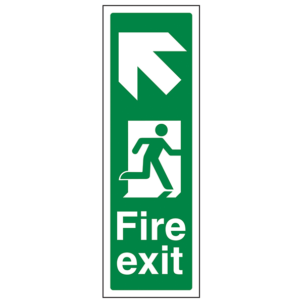 Fire Exit Arrow Up Left Safety Sign For Office Evacuation