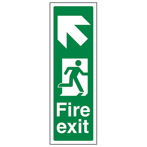 Fire Exit Arrow Up Left Safety Sign For Office Evacuation