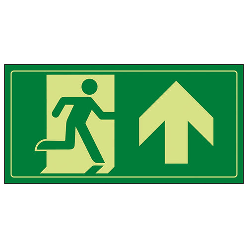 GITD Fire Exit Running Up Safety Sign Glow For Facilities