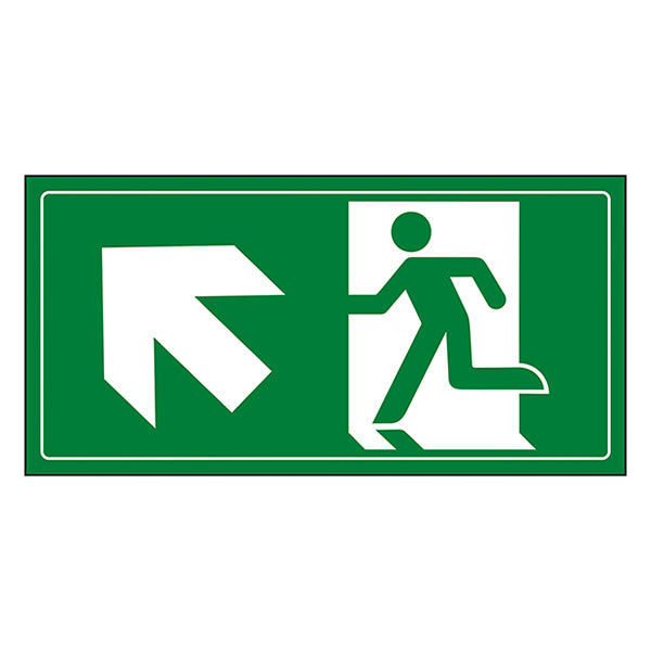 Fire Exit Running Up Left Safety Sign Compliant Workplace