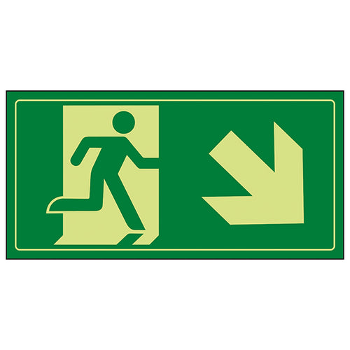 GITD Fire Exit Safety Sign Photoluminescent For Buildings