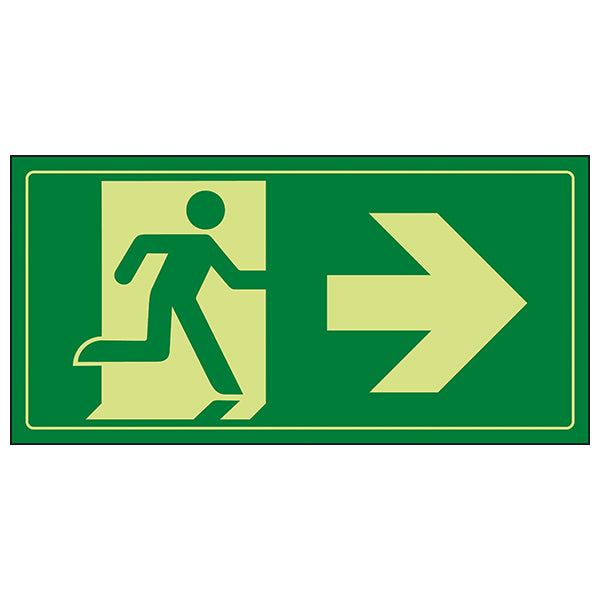 GITD Fire Exit Running Right Safety Sign For Buildings