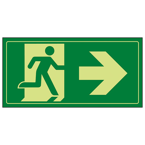 GITD Fire Exit Running Right Safety Sign For Buildings