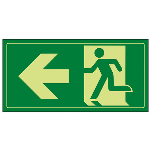 GITD Fire Exit Man Left Safety Sign For All Buildings