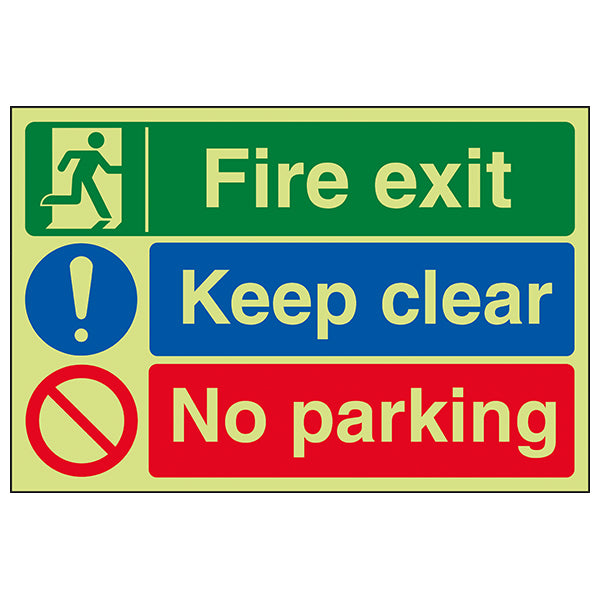 Photoluminescent Fire Exit Safety Sign For Workplace