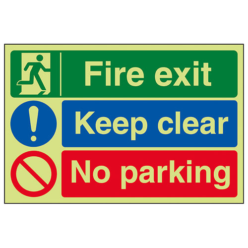 Photoluminescent Fire Exit Safety Sign For Workplace