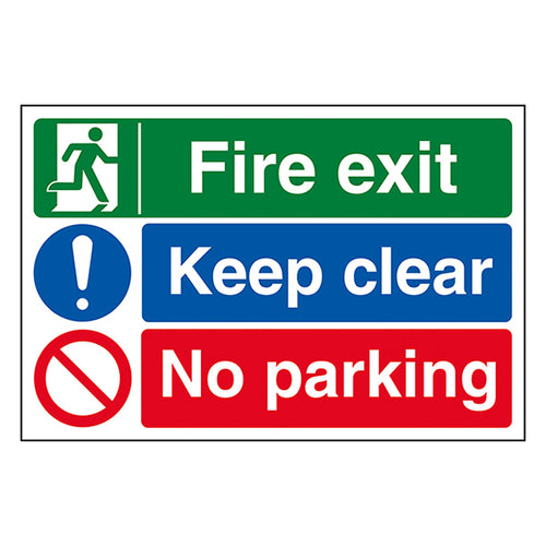 Fire Exit Keep Clear No Parking Safety Sign For Workplaces