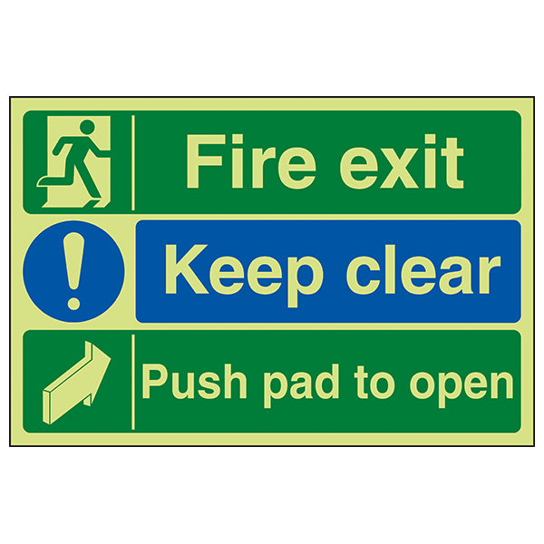 Photoluminescent Fire Exit Safety Sign For Workplace