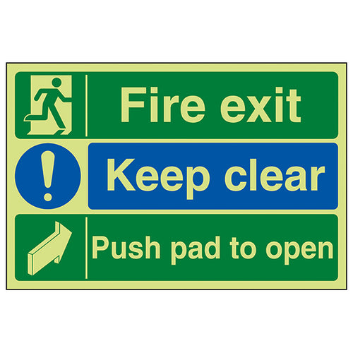 Photoluminescent Fire Exit Safety Sign For Workplace