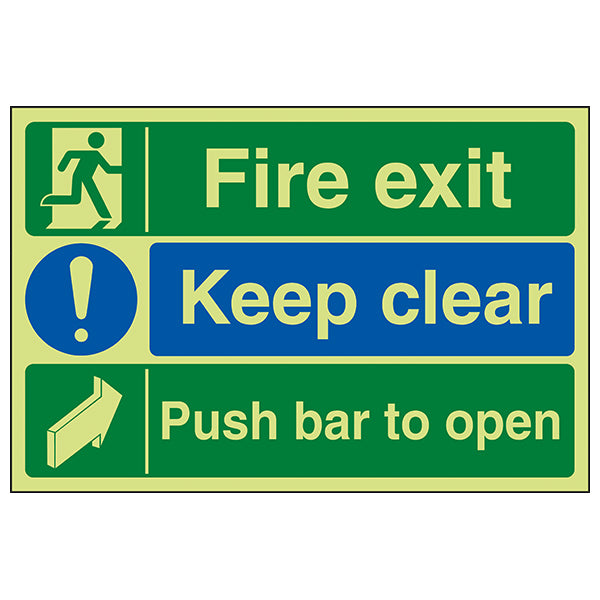 Photoluminescent Fire Exit Safety Sign For Workplaces