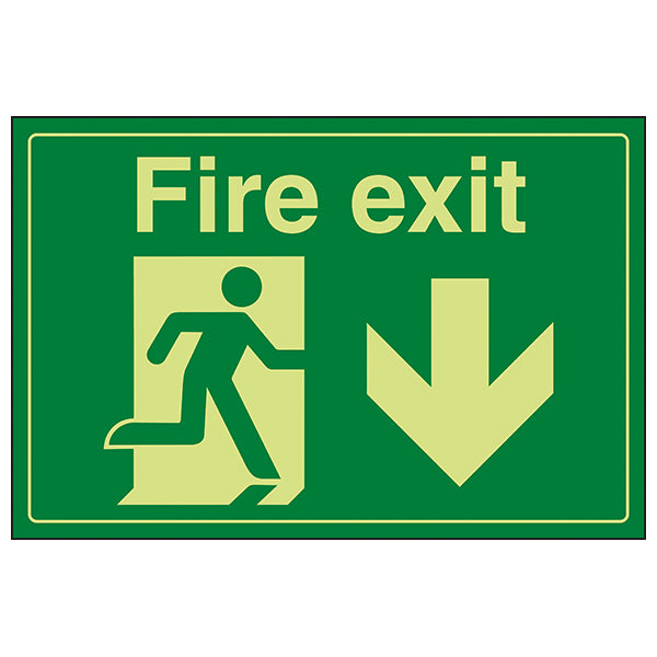 GITD Fire Exit Safety Sign Photoluminescent For Workplaces