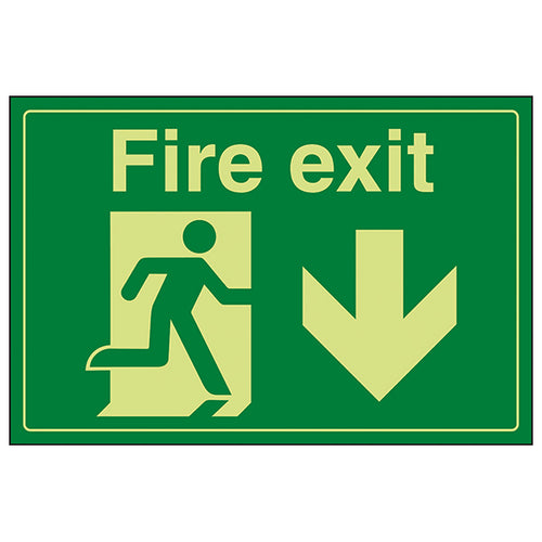 GITD Fire Exit Safety Sign Photoluminescent For Workplaces