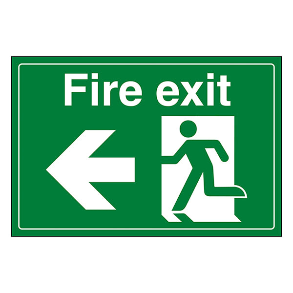 Fire Exit Left Safety Sign High Visibility For Workplaces