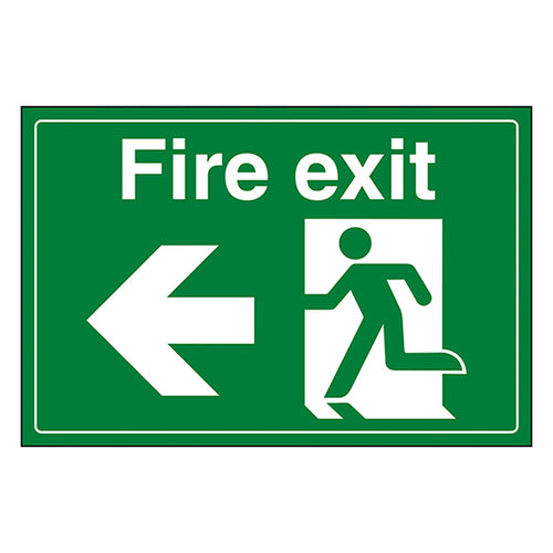Fire Exit Left Safety Sign High Visibility For Workplaces